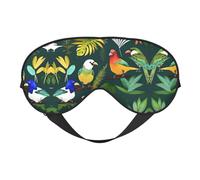 Tropical Birds and Plant Leaf Print Sleep Eye Mask Comfortable with Adjustable Strap Soft Shade Blackout Eye Cover Blindfold