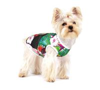 Tropical Birds And Plant Leaf Print Small Dog Clothes Pet Vest, Soft Cotton Sleeveless T-Shirts Breathable Pet Tank Top Apparel For Puppies And Cats