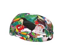Tropical Birds And Plant Leaf Print Stretchy Sports Sweatband For Men Women For Running Basketball Gym More Sweatband