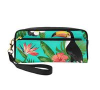 Tropical Birds and Plant Leaf Print Stylish Makeup Bag for Women Girls Cosmetic Pouch Toiletry School Office Travel