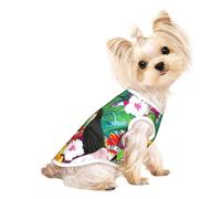 Tropical Birds And Plant Leaf Small Dog Pet Clothes, Breathable Lightweight Soft Vest, Exquisite Personality Appearance.Good Warmth Retention.