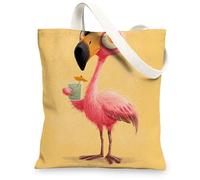 Tropical Birds Canvas Tote Bags Reusable Shopping Bags Bird Print Funny Lightweight Washable Shoulder Strap Ca, peach, 13x15 Inch