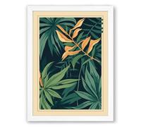 Tropical Birds of Paradise Botanical Framed Wall Art Print A3 (42×29.7cm) White, Wall Decor for Living Room, Bedroom, Office & Home, Ready to Hang, Art Gift