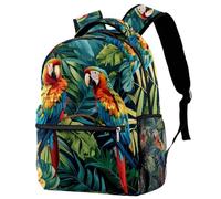 Tropical Birds Parrots Exotic Jungle Plants Backpack Rucksack for Girls Boys Schoolbag for Elementary Middle Students