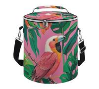 Tropical Birds Plant Leaf Lunch Bag, 15L Portable Leakproof Picnic Basket with Shoulder Strap, Insulated Picnic Cooler Bag for Camping, Beach, Hiking & Groceries