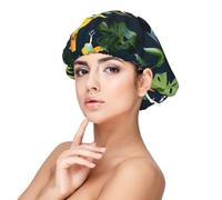 Tropical Birds Plant Leaf Print Adult's Satin Sleeping Cap, Satin Bonnet for Sleeping - Silk Sleep Cap for Women and Men Black, Black, One size