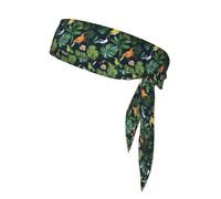 Tropical Birds Plant Leaf Print Headbands Soft Unisex Adjustable Headwraps, Hair Athletic Bands For Running, Tennis, Sports
