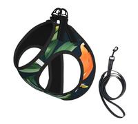 Tropical Birds Plant Leaf Print Reflective No Choke Pet Vest Harness,Adjustable Soft Padded Dog Harness With Easy Control Handle