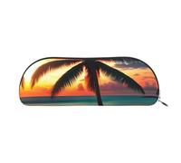 Tropical Birds Plant Leaves Print Cosmetic Bags for Women,Receive Bag Makeup Bag Travel Storage Bag Toiletry Bags Pencil Case, Tropical Beach Palm Trees Sunset, One Size