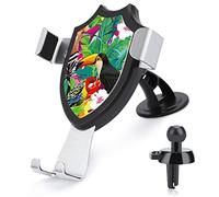 Tropical Birds Toucan, Parrot, Green Palm Leaves Hibiscus Flowers Universal Car Phone Mount, Windshield Vent Phone Mount, Durable Handsfree Stand Strong Suction Cell Phone Holder for Men Women