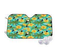 Tropical Birds Yellow Floral Wind Sun Shade for Car Sun Visor Foldable Vehicle Sunshade 27.5×51.2 Inch