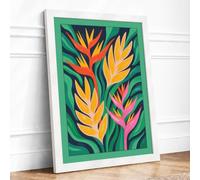 Tropical Blooms Botanical Framed Wall Art Print A3 (42×29.7cm) White, Wall Decor for Living Room, Bedroom, Office & Home, Ready to Hang, Art Gift