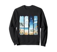 Tropical Blue Beach Camping Vacation Brushstroke Art Sweatshirt