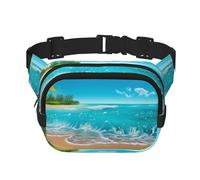 Tropical Blue Sea Beach Fanny Pack for Women Men Fashion Waist Pack Adjustable Belt Bag for Workout Running Travelling Casual Waist Bag, Tropical Blue Sea Beach, One Size