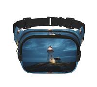Tropical Blue Sea Beach Fanny Pack for Women Men Fashion Waist Pack Adjustable Belt Bag for Workout Running Travelling Casual Waist Bag, Lighthouse At Night, One Size