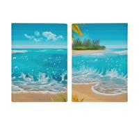 Tropical Blue Sea Beach Passport Holder, ID Card Protector Case Passport Holder with Slot Passports Travel Wallet Document Cover for Women And Men