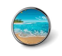 Tropical Blue Sea Beach Round Badge Cute Brooch Hats Jackets Decor Personalized Lapel Pin Clothing Jewelry Accessories for Wedding Party Gift