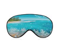 Tropical Blue Sea Beach Sleep Mask for Women Men Side Sleeper Eye Cover with Adjustable Strap Soft Breathable Blackout Mask Slip-Free Deep Sleeping Travel Essentials