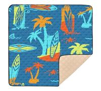 Tropical Blue Soft Thick Baby Activity Play Mat for Indoor Outdoor Washable Tummy Time Activity Mat for Baby Kids Toddlers Infants, 50'' x 50''