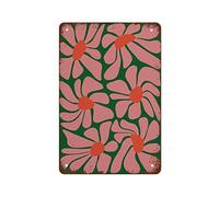 Tropical Boho Flower Poster Wall Art Funky Plant Lover Botanicals Pink Green And Orange Design Funny Vintage Tin Sign For Bedroom Living Room Kitchen Yard Garden Wall Decor Gift 12 x 8 Inch