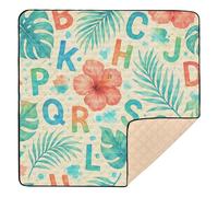 Tropical Breeze Alphabet Seamless Pattern Large Sturdy Baby Playmat for Floor Washable Baby Crawling Mat for Babies Infants Toddlers, 50'' x 50''