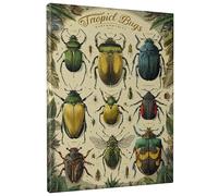 Tropical Bugs Canvas Wall Art, Green Yellow Beetles Insect Prints, Nature Wall Decor For Living Room, Bedroom, Study, Educational Function 16x20 Inch