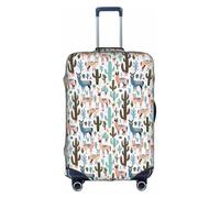 Tropical Cactus Animal Lama Print Decorative Travel Luggage Cover Concealed Zipper Suitcases Anti Scratch Dustproof, White, M