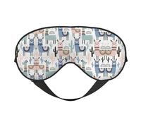 Tropical Cactus Animal Lama Print Sleep Eye Mask with Adjustable Strap Soft for Airplane Travel Relax Yoga Nap Meditation