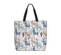Tropical Cactus Animal Llama Print Tote Bag Large Women Casual Shoulder Bag Handbag for Outdoor Holiday Holiday Travel Gifts