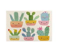 Tropical Cactus Potted Plants Jigsaw Puzzles for Adults 1000 Piece, Cute Succulent Botanical Wooden Printed Puzzles, Fun Western Pattern Decorations for Entertainment Party