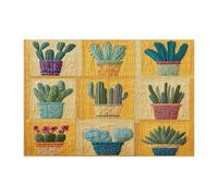 Tropical Cactus Potted Plants Jigsaw Puzzles for Adults 300 Piece, Quilting Succulent Botanical Wooden Printed Puzzles, Western Pattern Decor for Home Entertainment