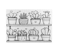 Tropical Cactus Potted Plants Jigsaw Puzzles for Adults 500 Piece, Cute Succulent Botanical Wooden Puzzles, Fun Western Printed Decorations for Entertainment Party