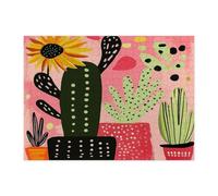 Tropical Cactus Potted Plants Jigsaw Puzzles for Adults 500 Piece, Fun Succulent Botanical Wooden Puzzles, Cool Western Printed Decorations for Entertainment Party