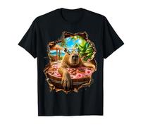 Tropical Capybara Donut Pool Sunglasses Vacation 3D Illusion T-Shirt