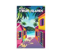Tropical Caribbean Travel Poster British Virgin Islands Canvas Art Print Office Family Bedroom Decorative Posters Gift Wall Decor Poster 20x30inch(50x75cm) Unframe