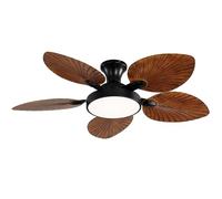 Tropical Ceiling Fan with Lights and Remote Control, 46 Inch Palm Leaf Ceiling Fan for Patio Porch Bedroom Adjustable 6 Speed Reversible Coffee