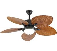 Tropical Ceiling Fans with Light 52 inch Palm Leaf Ceiling Fan Wood Blades 3 Speed&3 Color Changes Chandelier Fan Lighting Fixture w/Remote for Bedroom Restaurant Kitchen Bedroom Living Room
