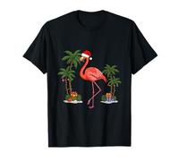 Tropical Christmas Flamingo Fun - Warm Holiday Vibes T-Shirt