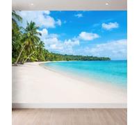 Tropical Coastal Mural Wallpaper Island Coconut Tree | 250 x 175 cm (W x H) Wall Mural Photo Wallpaper Living Room Poster, Non-Woven Art Wall Murals 3D Effect Children’s Room