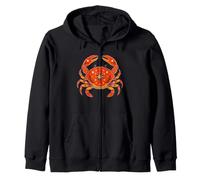 Tropical Coastal Red Crab Nautical Seaside Ocean Beach Life Zip Hoodie