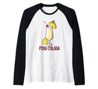 Tropical Cocktail Pina Colada Themed Raglan Baseball Tee