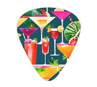 Tropical Cocktail Print 12 Pcs Guitar Picks Fit Lovers 3 Different Thickness 0.46 0.71 0.96mm