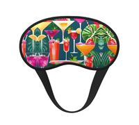 Tropical Cocktail Print Blackout Sleep Mask - Side Sleeper Eye Cover, Soft Comfort, Perfect for Travel, Meditation
