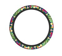 Tropical Cocktail Print Non Slip Car Steering Wheel Cover Soft Comfort Heat Insulation Stylish Decorative