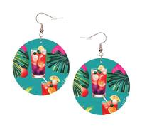 Tropical Cocktails Leather Round Earrings Color Valentine'S Day Festival Activities Fashion Women'S
