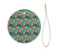 Tropical Cocktails Print Ceramic Christmas Tree Ornaments Festive Decor Gifts Baubles for Easy Hanging Xmas