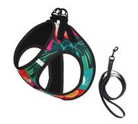 Tropical Cocktails print Dog Harness and Leash Set, Reflective Adjustable Puppy Vest for Small Medium Large Dogs, Cats