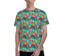 Tropical Cocktails Print Men Short Sleeve Crew Neck T-Shirt Stylish Casual Summer Various Occasions Wear Black