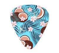 Tropical Coconut On Blue,12 Pcs Guitar Pick,3 Different Thickness Plectrums for Acoustic Guitar Bass Ukulele (0.46mm 0.96mm 0.71mm)