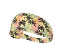 Tropical Coconut Palm Print Workout Headbands for Women - Non-Slip Stretchy Sweat Head Bands for Women Hair, Moisture Wicking Sweatband for Sports Running Tennis Athletic Gym Yoga